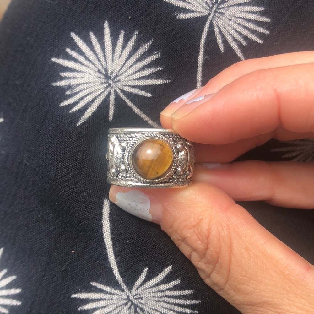 Adjustable Amber Stone Ring